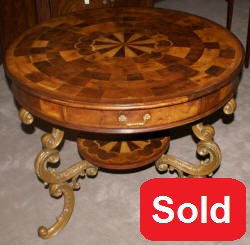 Jonathan Charles inlaid round Oyster veneer top table
