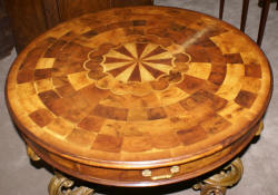 Jonathan Charles inlaid round Oyster veneer top table