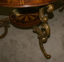 Jonathan Charles inlaid round Oyster veneer top table