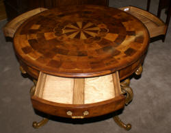 Jonathan Charles inlaid round Oyster veneer top table