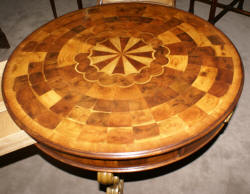 Jonathan Charles inlaid round Oyster veneer top table