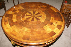 Jonathan Charles inlaid round Oyster veneer top table