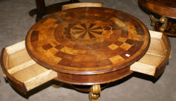 Jonathan Charles inlaid round Oyster veneer top table