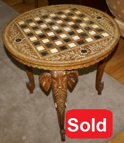 Bone inlaid teakwood Elephant table