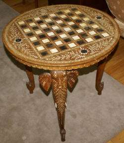 Bone inlaid teakwood Elephant table