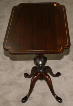 Flip top mahoagny pencil inlaid Queen Anne side table