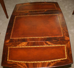 Flame mahogany leather top one drawer Pembroke table