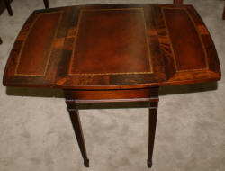 Flame mahogany leather top one drawer Pembroke table