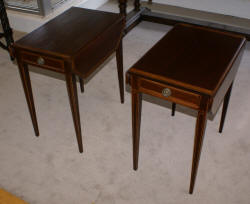 Pair of mahogany banded inlaid Pembroke tables