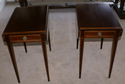 Pair of mahogany banded inlaid Pembroke tables