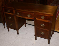 mahogany banded inlaid bow front vanity