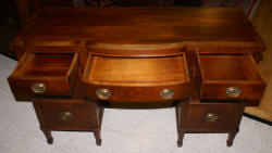 mahogany banded inlaid bow front vanity