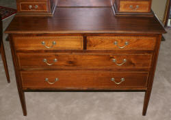 English mahogany inlaid vanity with mirror