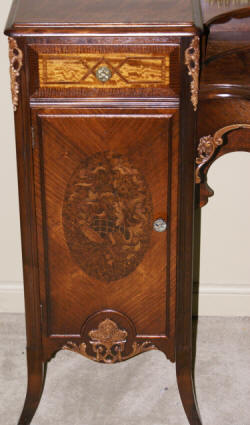  Rosewood and walnut inlaid vanity and mirror