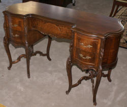 French carved antique walnut inlaid vanity