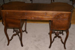 French carved antique walnut inlaid vanity