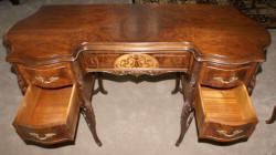 French carved antique walnut inlaid vanity