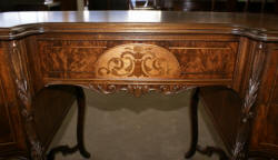 French carved antique walnut inlaid vanity