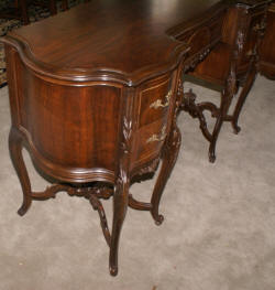 French carved antique walnut inlaid vanity