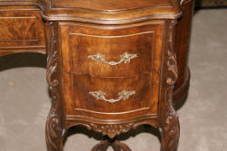 French carved antique walnut inlaid vanity