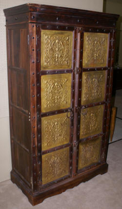 Gothic tin covered teak wood wardrobe