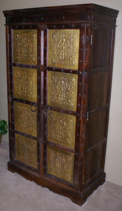 Gothic tin covered teak wood wardrobe